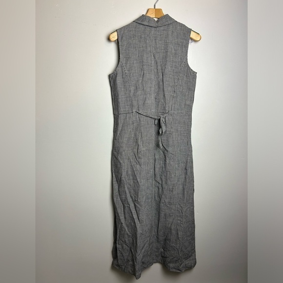 VTG Rafaella Y2K Size 8 100% Linen Checkered Black -White Cottage Holiday Edgy - Picture 2 of 15